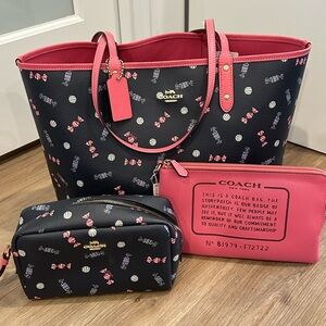 NWT Coach RARE Hard to Find Candy Set! Includes Tote Purse, Cosmetic Bag, Pouch!